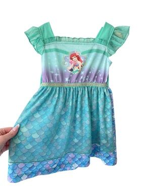 Disney Little Mermaid Ariel Dress Nightgown Aqua & Lavender 4T